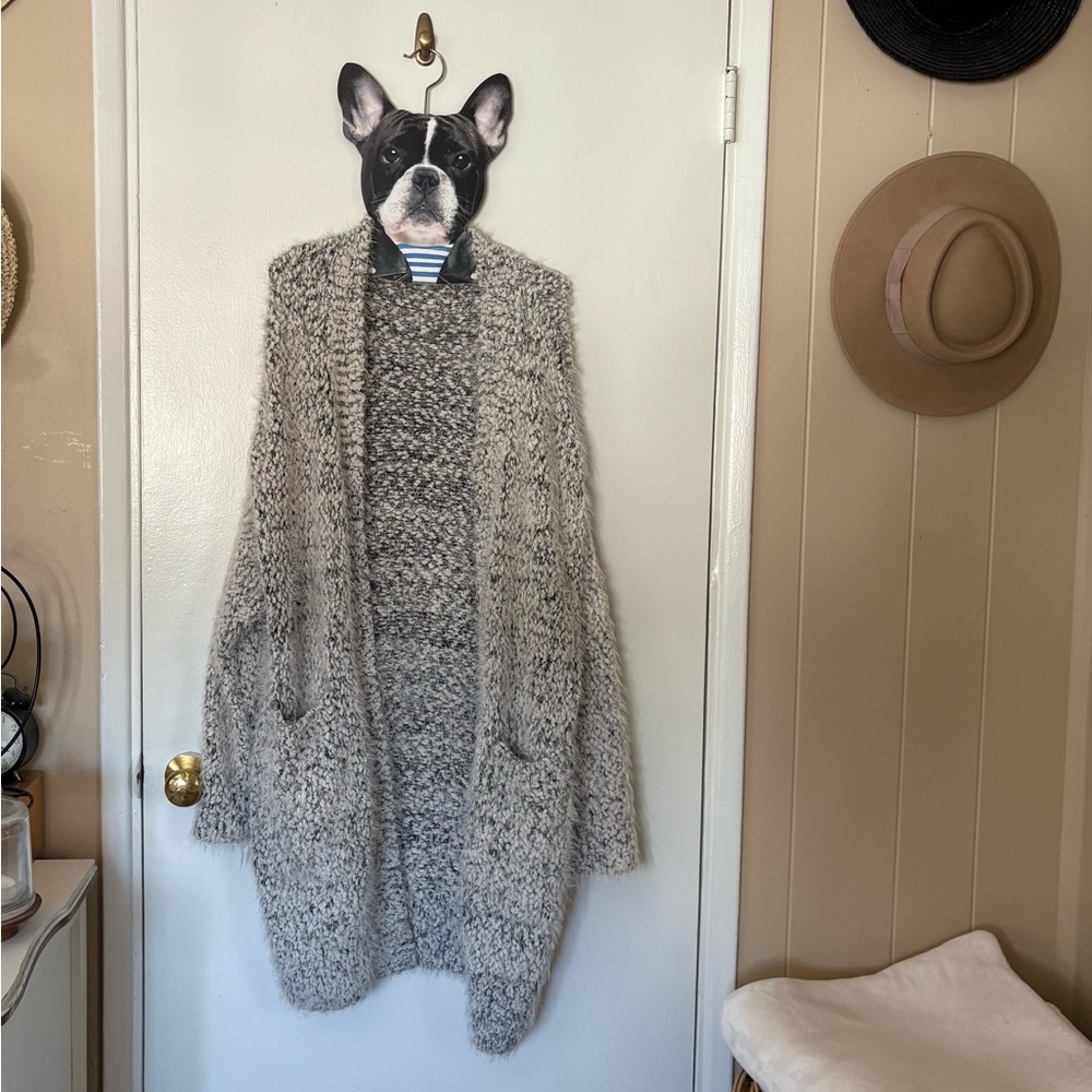 Lush Gray Fluffy Cardigan